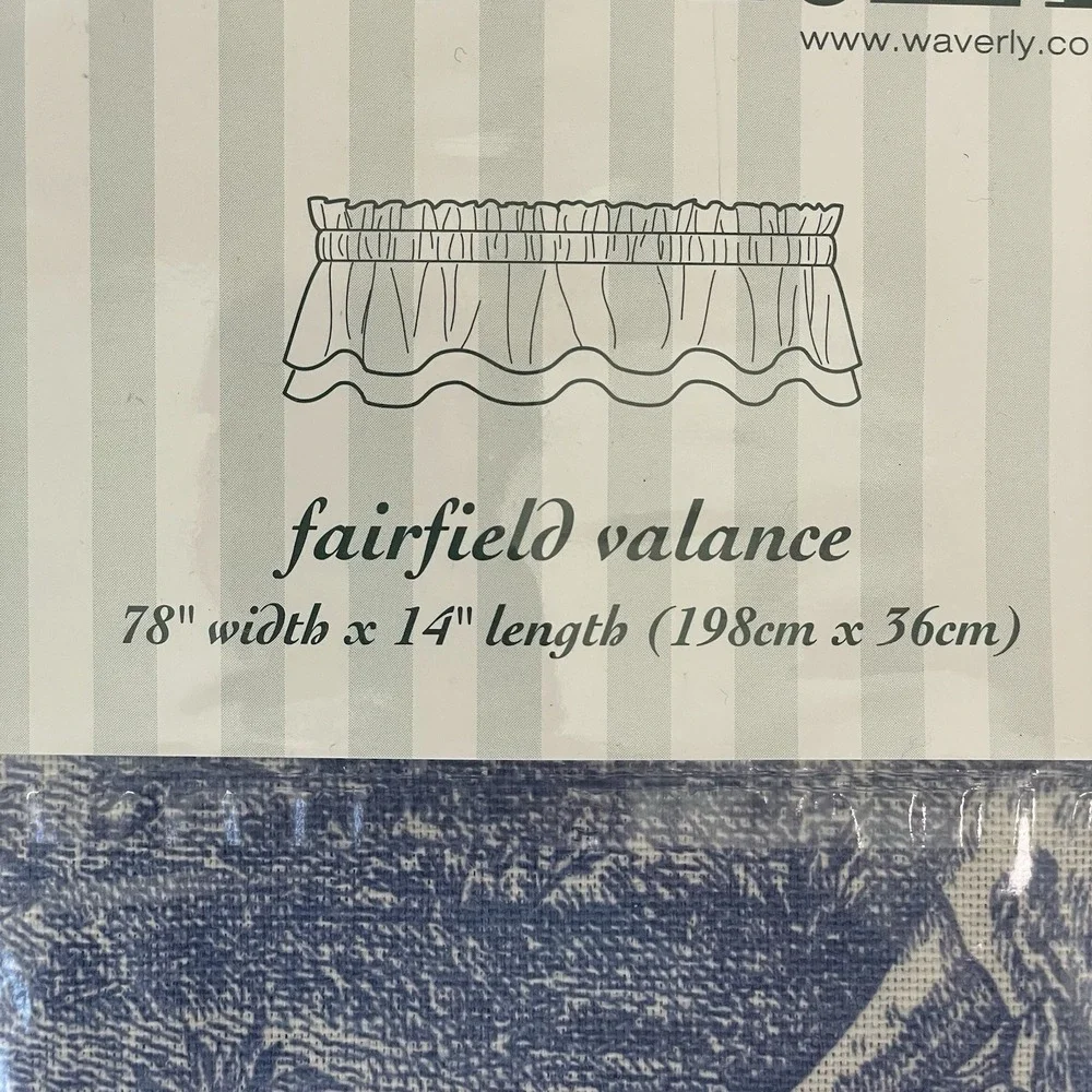 Waverly Charmed Life Fairfield Valance Blue Ivory Toile Gingham‎ 76x17 USA